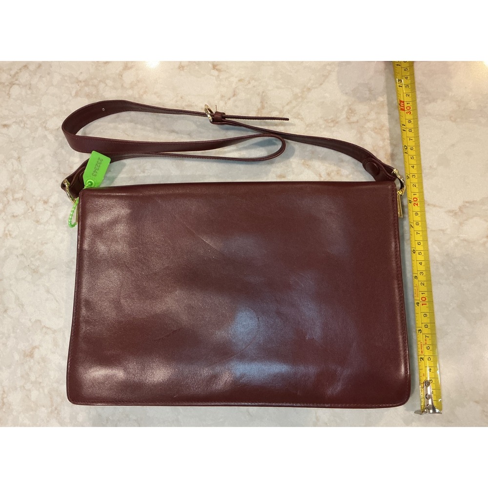 Cartier Crossbody Bag Leather Shoulder Bag Clutch Burgundy Designer - Picture 2 of 16
